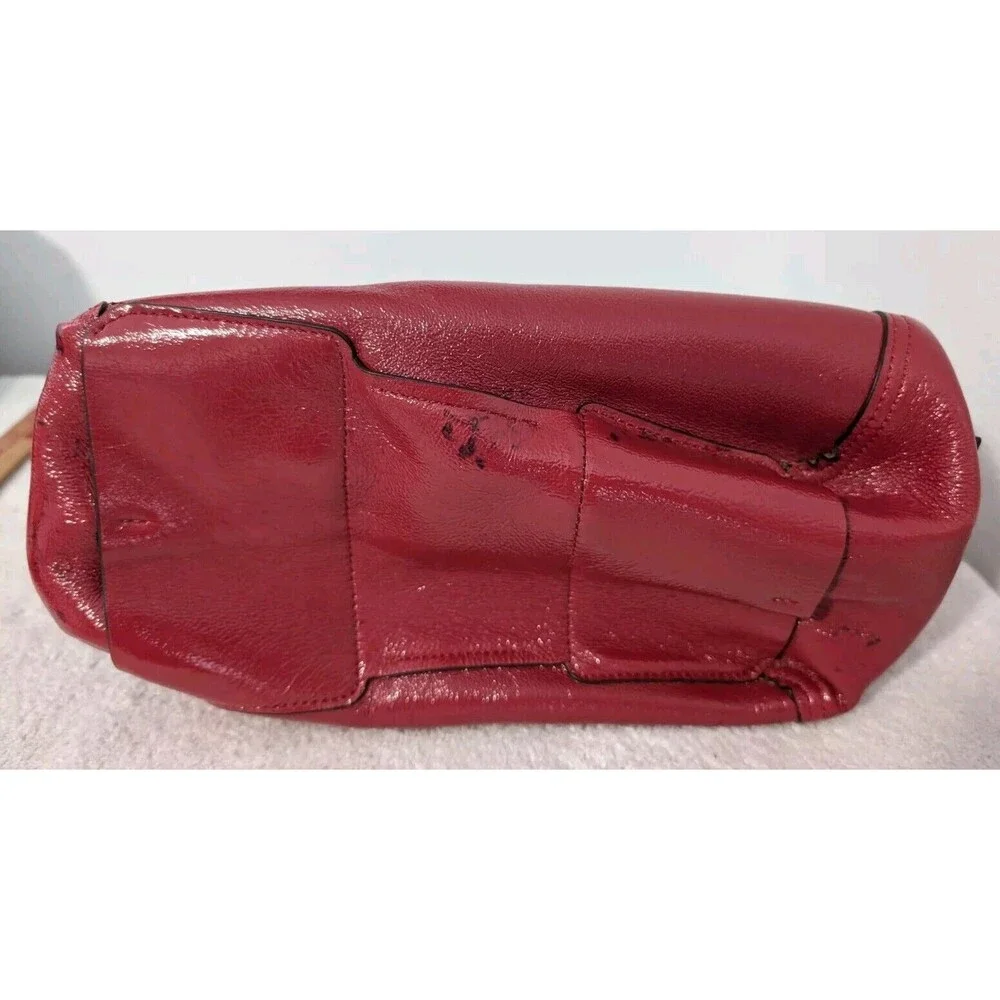 Tory Burch Perry Leather Satchel Bag Brown Moose w/ Red Interior - Picture 10 of 13